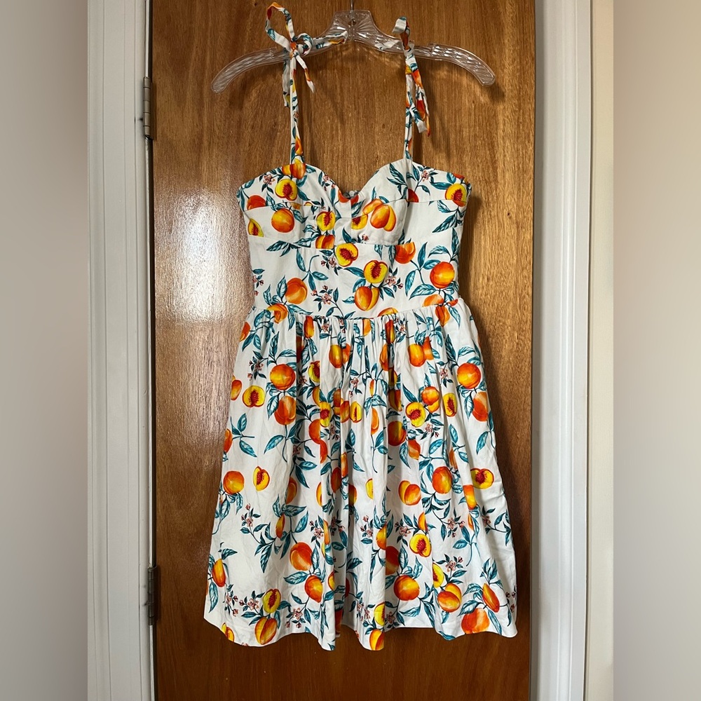 🚨LAST CHANCE🚨 Amanda Uprichard peach print mini sundress, size M